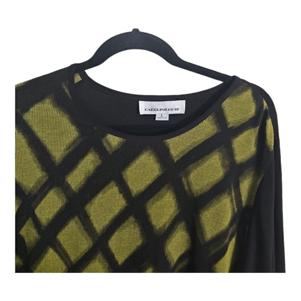 CAROLINE‎ ROSE Chartreuse & Black Tunic - Size Large - Picture 3 of 7
